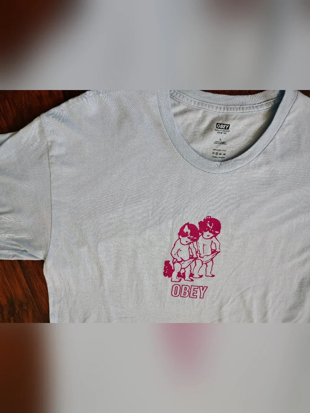 Obey Worldwide baby blues graphic T-shirt size L 100% cotton - Picture 2 of 4